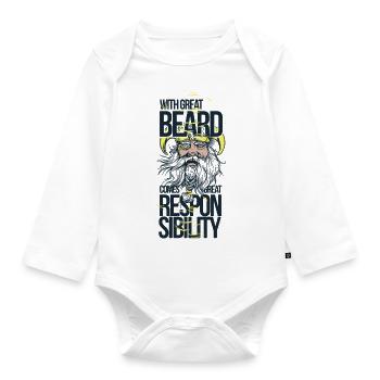 With the beard comes the responsibility - Organic Longsleeve Baby Bodysuit - white - Front