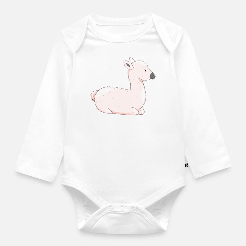 Lama - Body Bébé bio manches longues - blanc