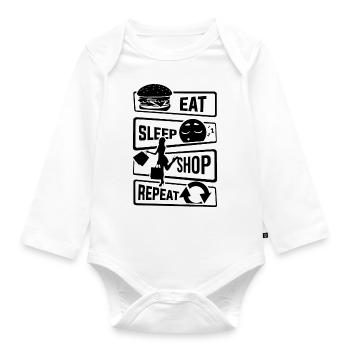 Eat Sleep Shop Repeat - Purchase Shoes Business - Organic Longsleeve Baby Bodysuit - white - Front