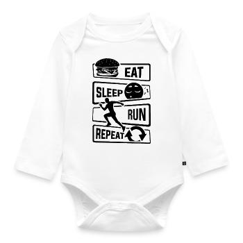 Eat Sleep Run Repeat - Laufen Läufer Fitness Sport - Baby Bio-Langarm-Body - Weiß - Vorne