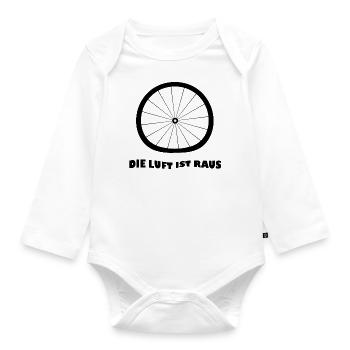 Die Luft ist raus Fahrradreifen platt - Baby Bio-Langarm-Body - Weiß - Vorne