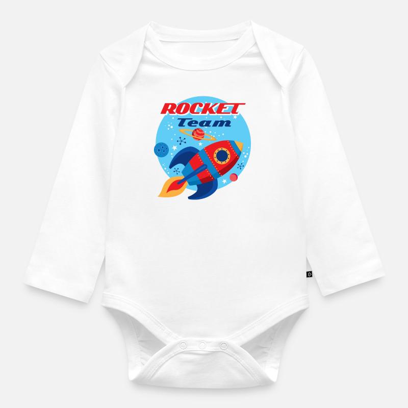 Équipe de fusée - Body Bébé bio manches longues - blanc