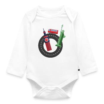 Travel | Holiday | Gift idea - Organic Longsleeve Baby Bodysuit - white - Front