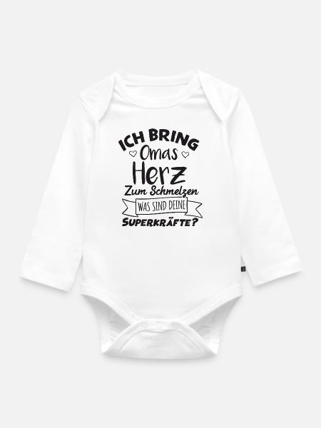 Baby Nachwuchs Kind Großeltern Omas Herz schmelzen - Baby Bio-Langarm-Body - Weiß