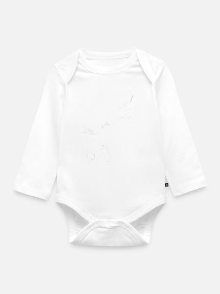 Pinselstrich (für dunklen Stoff) - Baby Bio-Langarm-Body - Weiß