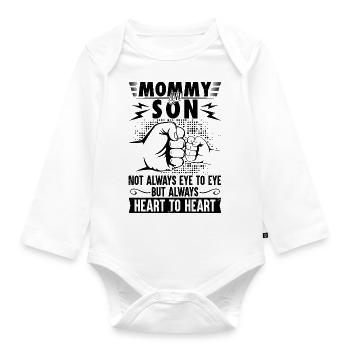 Maman et fils toujours cœur à cœur - Body Bébé bio manches longues - blanc - Devant