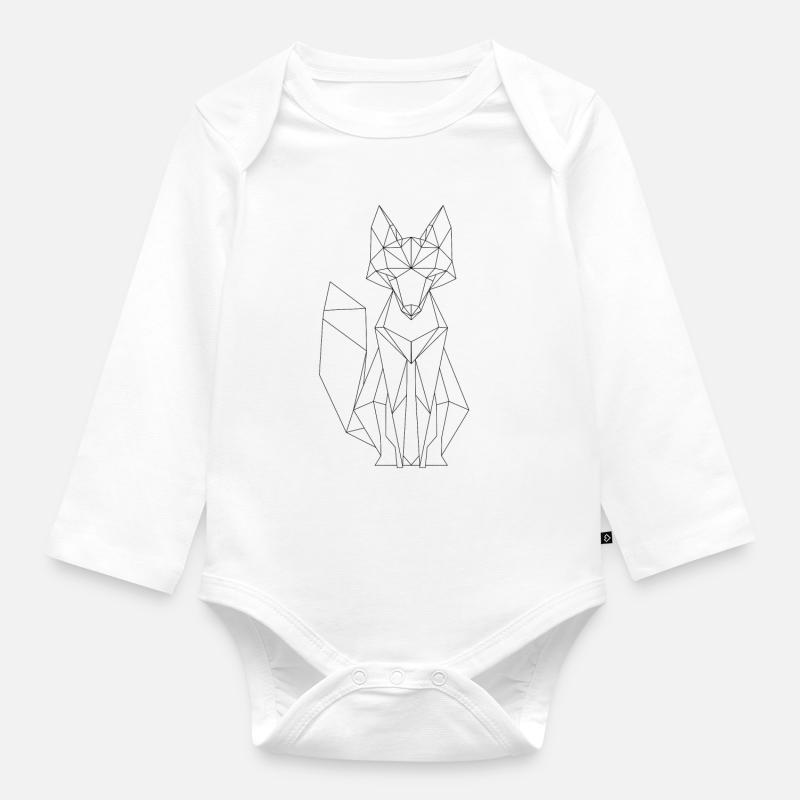 Fox polygon design - Organic Longsleeve Baby Bodysuit - white