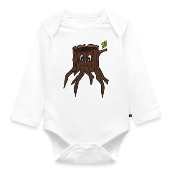 The little tree stump BOB - Organic Longsleeve Baby Bodysuit - white - Front
