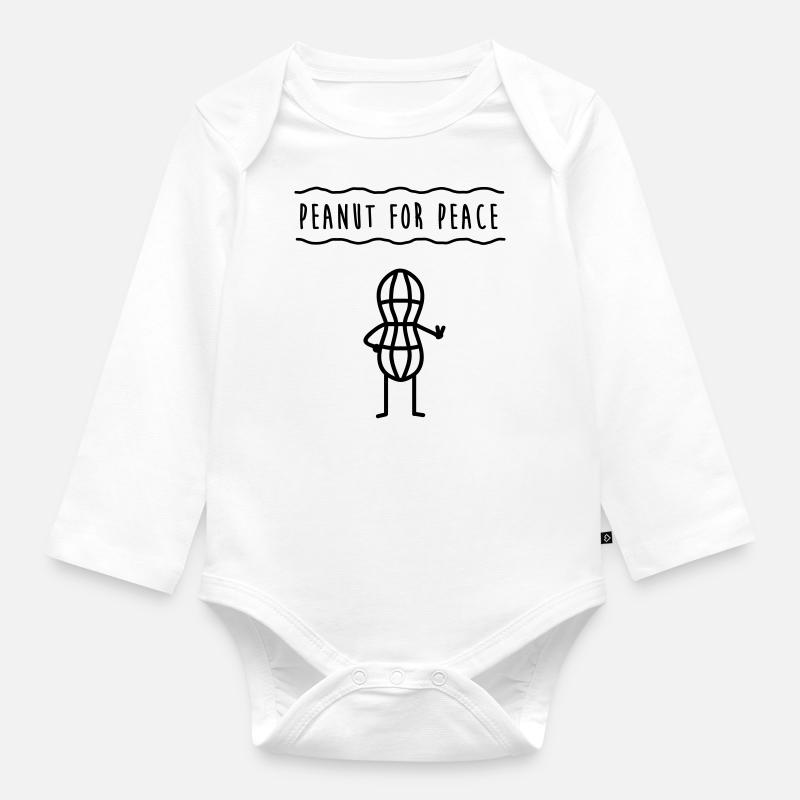 Peanut for peace - Organic Longsleeve Baby Bodysuit - white