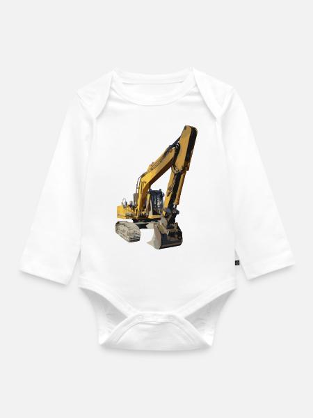 Bagger - Baby Bio-Langarm-Body - Weiß