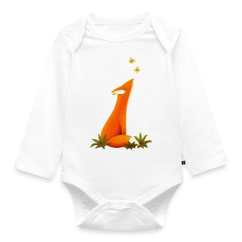 Fuchs und Schmetterlinge, Tiere, Tierkinder - Baby Bio-Langarm-Body - Weiß - Vorne