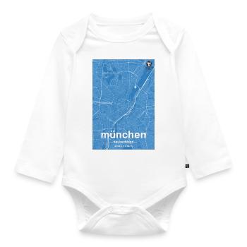 Munich Classic city map blue - Organic Longsleeve Baby Bodysuit - white - Front