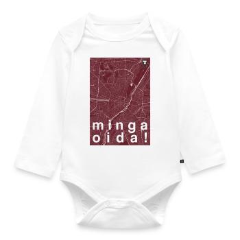 München Hipster Stadt Karte rot minga oida! - Baby Bio-Langarm-Body - Weiß - Vorne