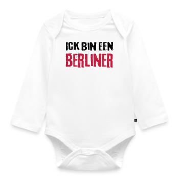 Berlin Ich Ick bin ein Berliner lustige Sprüche - Baby Bio-Langarm-Body - Weiß - Vorne