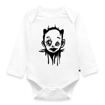 Creepy Face - Strange Character - Organic Longsleeve Baby Bodysuit - white - Front