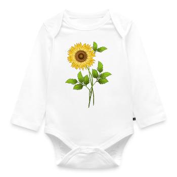 Sonnenblume Blume - Baby Bio-Langarm-Body - Weiß - Vorne