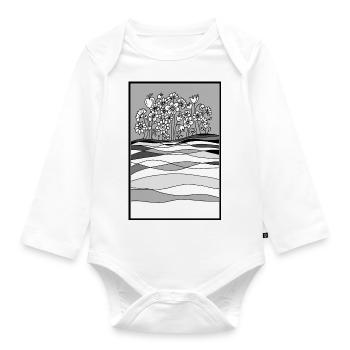landscape with flowers - Organic Longsleeve Baby Bodysuit - white - Front