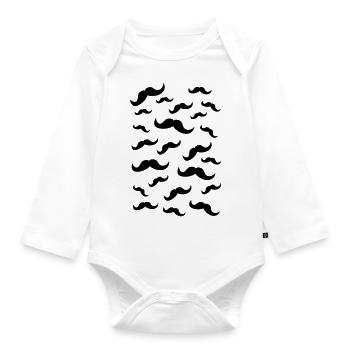 Schnurrbärte - Baby Bio-Langarm-Body - Weiß - Vorne