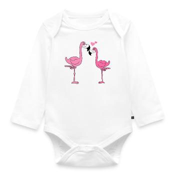 Flamingo Amour - Body Bébé bio manches longues - blanc - Devant