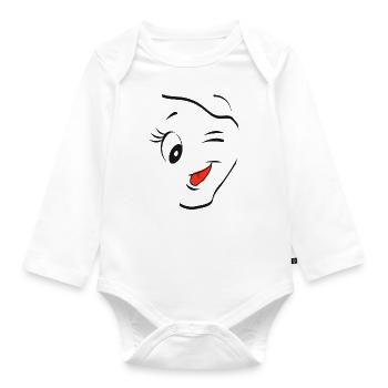 Wink smiley - Organic Longsleeve Baby Bodysuit - white - Front