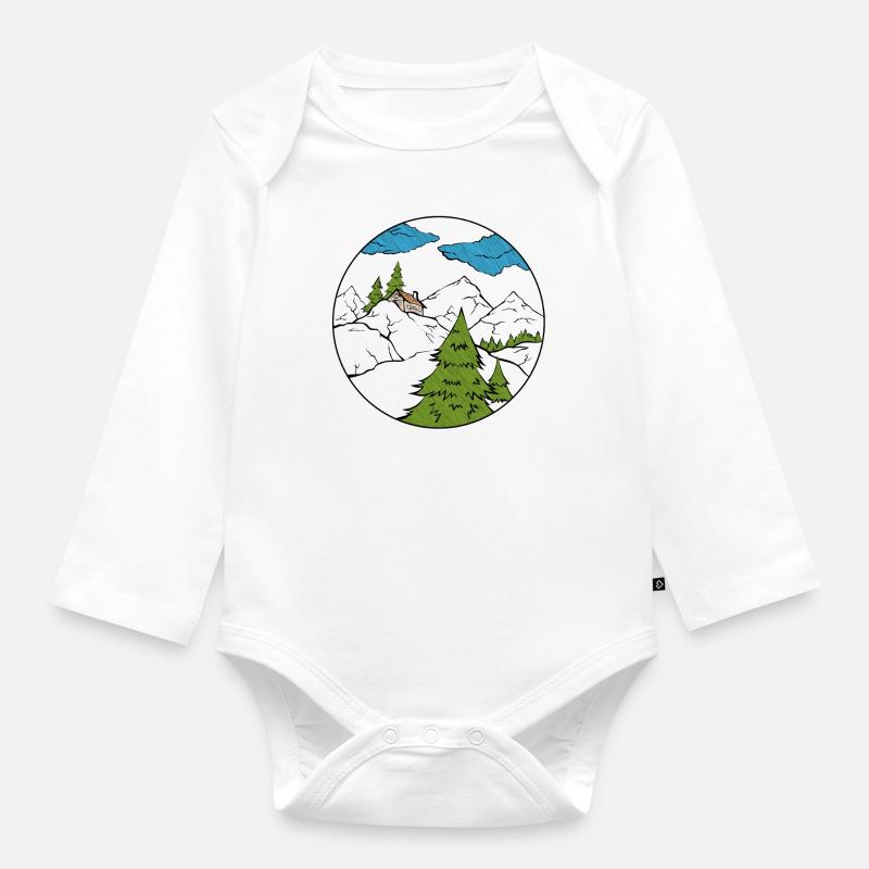cabane de montagne - Body Bébé bio manches longues - blanc