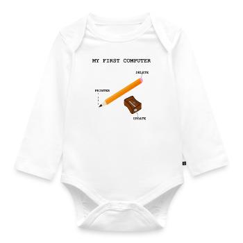 Computer PC Printer Calculator Writing - Organic Longsleeve Baby Bodysuit - white - Front