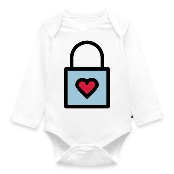 Padlock, love lock - Organic Longsleeve Baby Bodysuit - white - Front