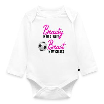 Fussball Maedchen Fußball Spruch - Baby Bio-Langarm-Body - Weiß - Vorne