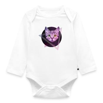 Space Katze - Baby Bio-Langarm-Body - Weiß - Vorne