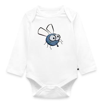 Fliege - Baby Bio-Langarm-Body - Weiß - Vorne