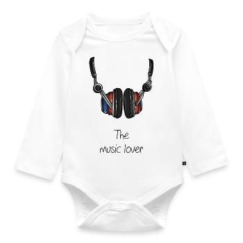 Music Love - DJ - Making Music - Headphones - Organic Longsleeve Baby Bodysuit - white - Front