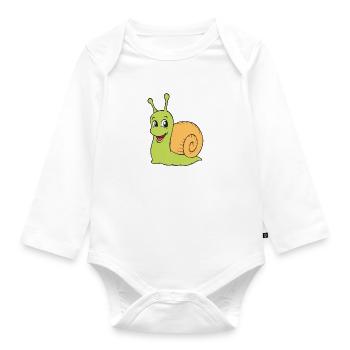 Snail - snail - Organic Longsleeve Baby Bodysuit - white - Front
