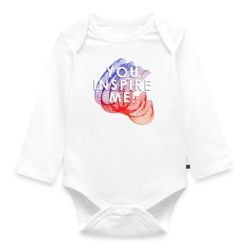 you inspire me - Organic Longsleeve Baby Bodysuit - white - Front