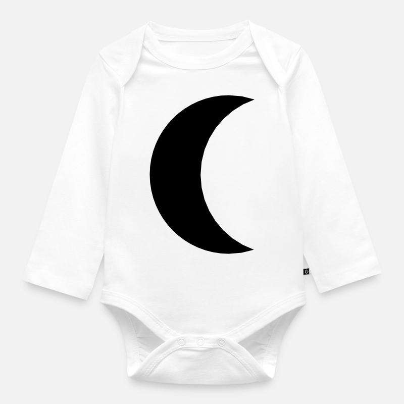 moon - Organic Longsleeve Baby Bodysuit - white