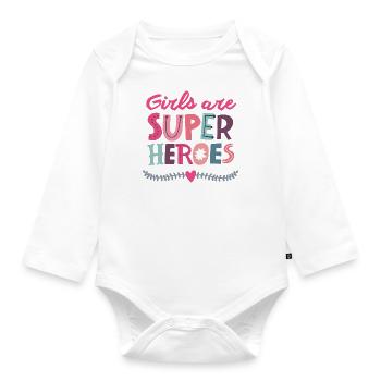 Les filles sont des super-héros - Body Bébé bio manches longues - blanc - Devant