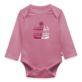 Il donne au fatigué et au faible fort - Body Bébé bio manches longues - mauve - Devant