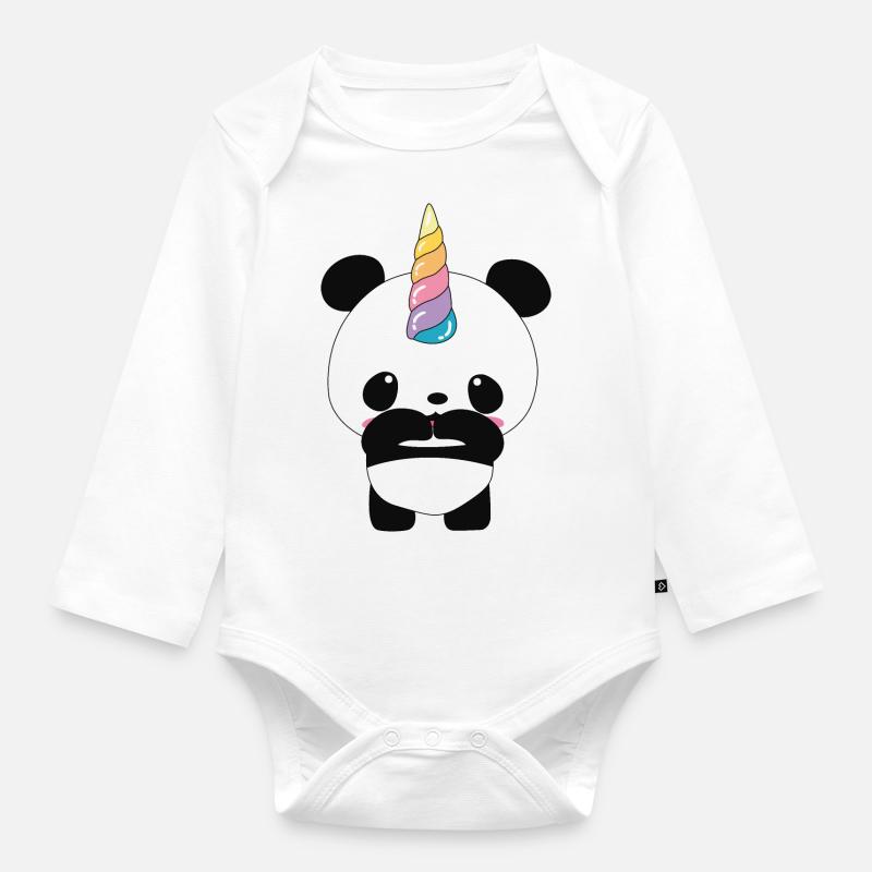 Panda Einhorn Pandacorn - Baby Bio-Langarm-Body - Weiß