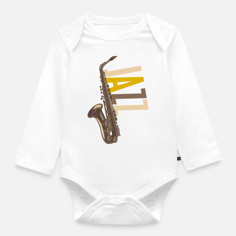 Jazz saxophone - Organic Longsleeve Baby Bodysuit - white