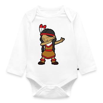 Dabbing Dab Dancing Indian Girl Indian Girl - Organic Longsleeve Baby Bodysuit - white - Front