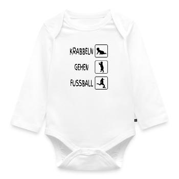 Baby Body Football Crawling Walking - Organic Longsleeve Baby Bodysuit - white - Front