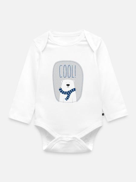 cool polar bear - Baby Bio-Langarm-Body - Weiß