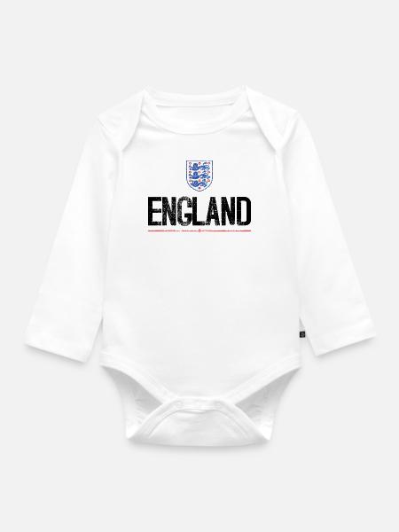 Retro Vintage England Flagge - Baby Bio-Langarm-Body - Weiß