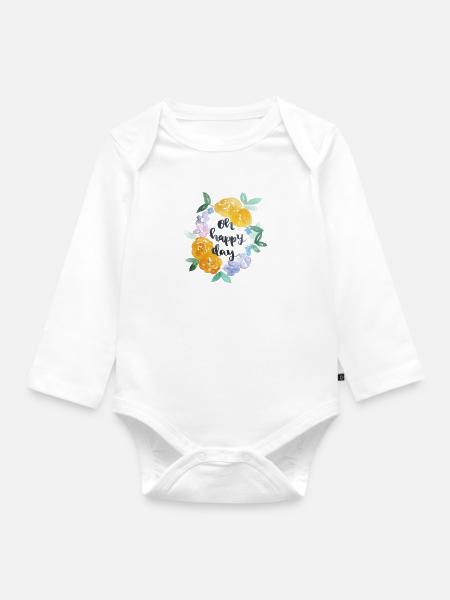 Happy Day - Baby Bio-Langarm-Body - Weiß