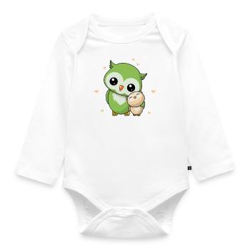 Je suis la petite soeur - petite soeur chouette - Body Bébé bio manches longues - blanc - Devant
