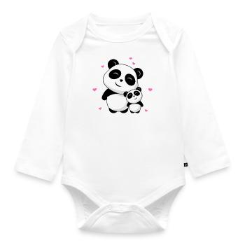 I'm The Little Sister - Kleine Panda Schwester - Baby Bio-Langarm-Body - Weiß - Vorne