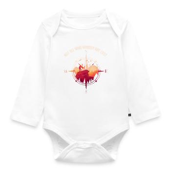 Not All Who Wander Are Lost - Hiking Compass Gift - Organic Longsleeve Baby Bodysuit - white - Front