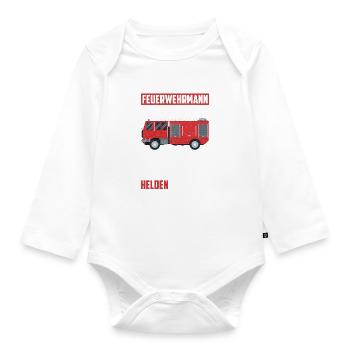 Feuerwehrmann Weil Polizisten auch Helden brauchen - Baby Bio-Langarm-Body - Weiß - Vorne
