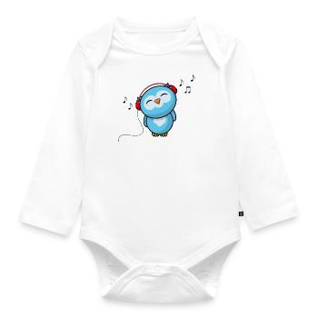 Der weltbeste große Bruder - Niedliche Musik Eule - Baby Bio-Langarm-Body - Weiß - Vorne