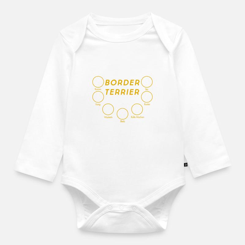 BORDER TERRIER Geschenkidee Shirt - Baby Bio-Langarm-Body - Weiß