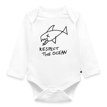 Ocean Graphic respect the ocean - Organic Longsleeve Baby Bodysuit - white - Front